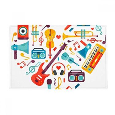 Imagem de DIYthinker Tapete de guitarra com estampa de coração, tapete antiderrapante para porta de banheiro