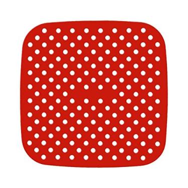 Imagem de Forros reutilizáveis para fritadeira de ar, 21 cm antiaderentes de silicone para fritadeira a ar acessórios quadrados, orifícios para circulação de ar, tapete perfurado para cesto de vaporização
