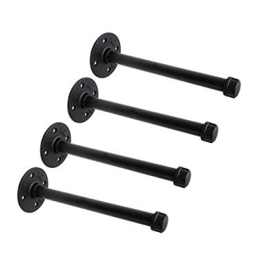 Imagem de Suportes de prateleira de tubo de ferro preto industrial de 1/5.1 cm, suporte rústico de prateleira DIY montado na parede, suportes de tubos personalizados para prateleiras flutuantes (20 cm, peça, 10