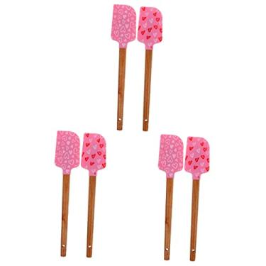 Imagem de HEMOTON 6 Peças Espátula De Creme Espátula De Massa Espátulas De Silicone Para Cozinhar Raspador De Sanduíche Espátula De Cobertura De Cupcake Pá De Madeira Gel De Sílica Cabo De Madeira