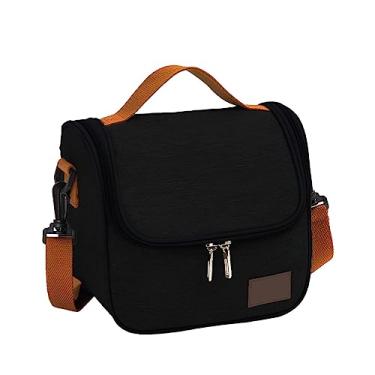 Imagem de Bolsa Lancheira Térmica Com Alça Para Marmita Trabalho Passeios Escola (Preto)