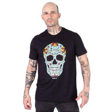 Imagem de Camiseta Caveira Mexicana Preta Jaguar. - Art Rock