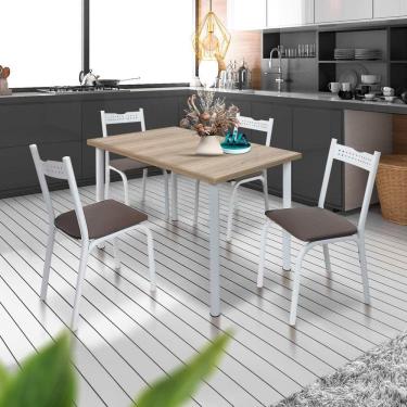 Imagem de Mesa De Jantar 4 Lugares Para Apartamento Pequeno Branco Carvalho Alba Shop JM