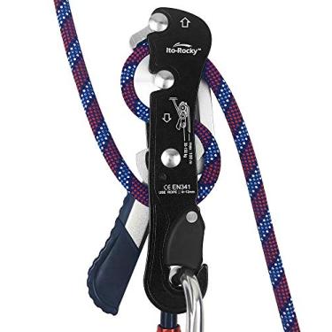 Imagem de Ito Rocky Escalada Engrenagem Ascender e Rappelling Descender Belay Dispositivos para 9 – 12 mm Corda para resgate e Arborist, Black Descender