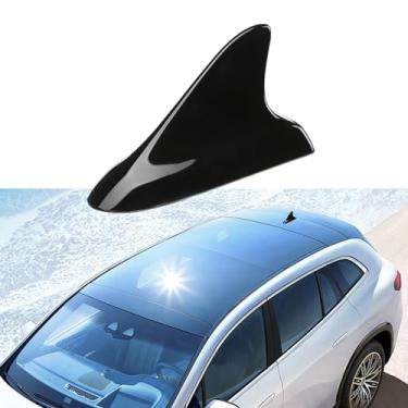 Imagem de Augeny Antena de barbatana de tubarão de carro, decoração aérea universal de teto automotivo com fita adesiva, decoração de antena de telhado de sinal de rádio, acessórios de decoração de antena
