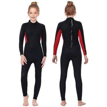 Imagem de REALON Roupa de mergulho infantil completa para crianças, meninos, meninas e jovens, 2,5 mm, 3 mm, neoprene, roupa de banho térmica com zíper nas costas para mergulho, surfe, natação, sprot aquático