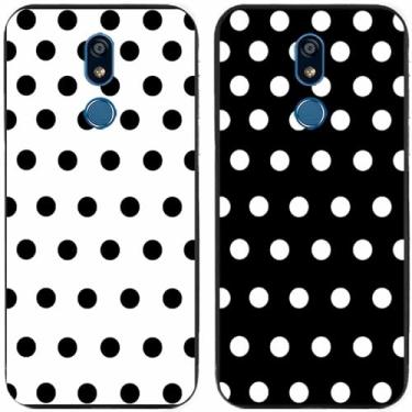 Imagem de 2 peças preto branco bolinhas impressas TPU gel silicone capa de telefone traseira para LG Series (LG K40)