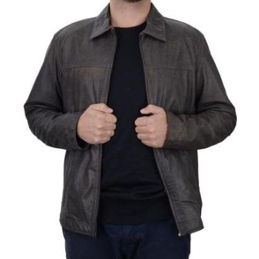 Imagem de Jaqueta Masculina Jack Slim Couro Estonado Marrom - 00405-Masculino