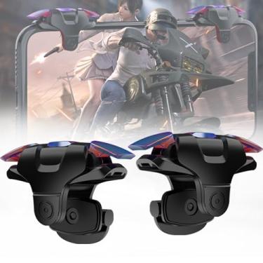 Imagem de ZJRUI Mobile Game Controller Trigger, 4 Fingers Mobile Controllers Colorful Trigger Sensitive Shoot and Aim Button for Pubg Trigger Compatible with iPhone Android iPad (Black-A2)