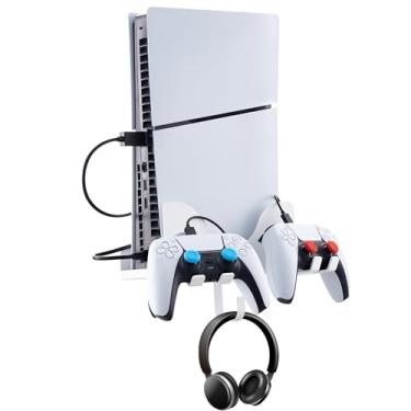 Imagem de wabracket Tudo em um com 11 acessórios kit de montagem de parede para console PS5 Slim, compatível com PS5 Slim Disc e versão digital. Com cabo de carregamento, tampa de silicone basculante e caixa de