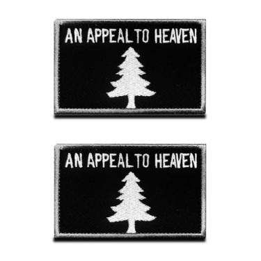 Imagem de Emblema de 2 peças "an Appeal to Heaven" Liberty Tree Patch Funny Hook & Loop Bordado Biker Sayings Emblema para Roupas Roupas Jaqueta Jeans Colete Uniforme Airsoft Braçadeira Tática