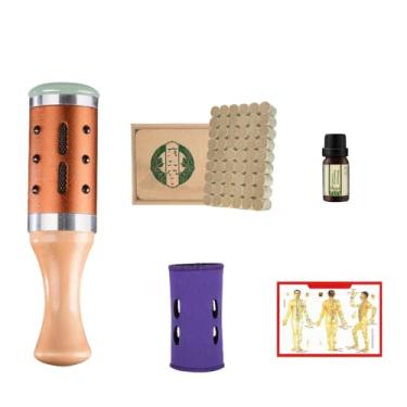 Imagem de Pote de moxabustão de cerâmica Moxa Sticks Suporte para queimador copo de raspagem portátil Pure Moxa 54 Rolos de óleo essencial de absinto conjunto de terapia de calor de acupuntura Ferramenta de