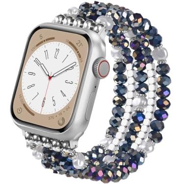 Imagem de MOFREE Pulseira feminina de contas compatível com Apple Watch séries 10/9/8/7/SE/6/5/4/3/2/9 de 45 mm/44 mm/42 mm/46 mm (Sereis 10)