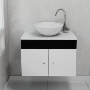Imagem de Gabinete Banheiro Bancada Armário Suspenso Com Cuba Sevilha Acrd 60cm Ônix - Brovália