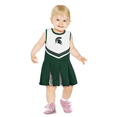 Imagem de Little King Vestido feminino NCAA para bebês/crianças pequenas, uma peça, Team Cheer Jumper - Michigan State Spartans-2T