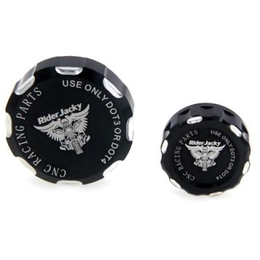 Imagem de Riderjacky Tampa do cilindro do reservatório de fluido do freio traseiro e dianteiro da motocicleta para YAMAHA YZF R1 YZFR1 2009-2023, YZF R6 YZFR6 09-2022, YZFR7 MT09/SP 21-23, para Honda CBR1000RR