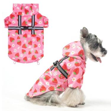 Imagem de BEAUTYZOO Capa de chuva para cães com arnês embutido para cães pequenos e médios e filhotes, meninos e meninas, jaqueta de chuva para cães, poncho com capuz, impermeável, refletiva, roupas para cães