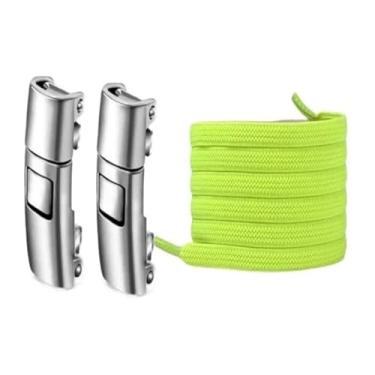 Imagem de Press Lock Shoelaces Without Ties Elastic Laces Sneaker Widened Flat No Tie Shoe Laces Kids Adult Shoelace For Shoes(Fluorescent green)