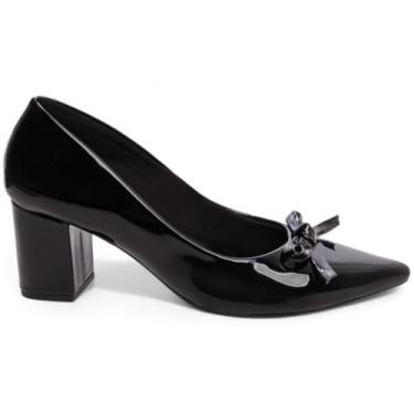 Imagem de Sapato Scarpin Feminino Salto Médio Baixo Bico Fino Laço 6,5cm Torricella (Preto, BR, Adulto, Numérico, 35)