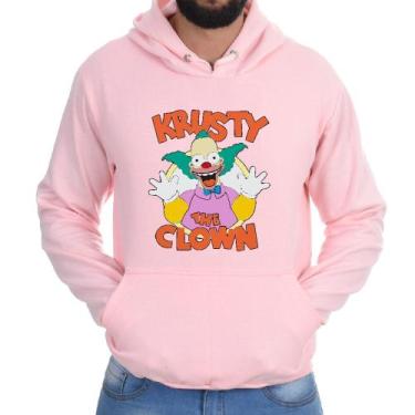 Imagem de Blusa Moletom Flanelado Canguru Casual Krusty Palhaço - Markelly, Rosa