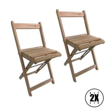 Imagem de Kit 2 Cadeiras Dobrável Bar Madeira Natural Sem Pintura - Lcg Eletro