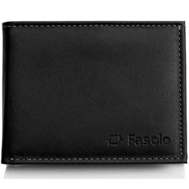 Imagem de Carteira Fasolo H055 Couro Pequena Básica Masculina, Preto