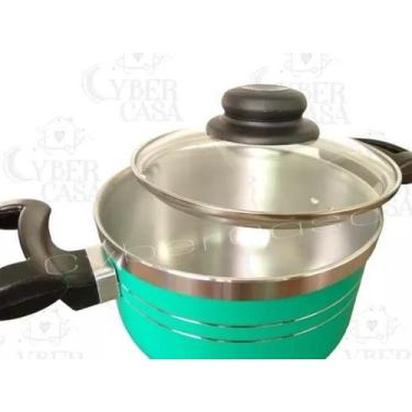 Imagem de Jogo Panelas Aluminio Grosso Tampa Vidro Temperado Luxuosa - Grenada