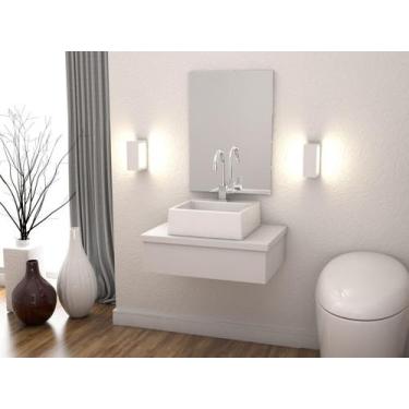 Imagem de Bancada Metrópole 601w 60cm C/cuba Q355 e Espelheira - Compace, Branco