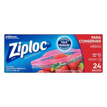 Imagem de Saco Sache Ziploc Hermético Médio com 24 unidades