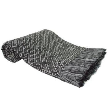 Imagem de Manta Para Sofá Jacquard Dupla Face Royalle Geo Preto/Branca - FASTLAR