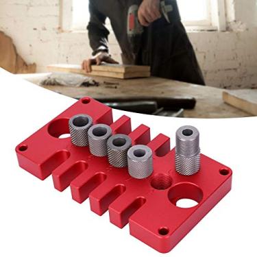 Imagem de Posicionador de perfuração de madeira, gabarito de cavilha autocentralizante de 6 a 10 mm, localizador de guia de perfuração para carpintaria, vermelho, serra de furo