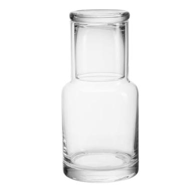 Imagem de BlogBlog Conjunto de garrafa de água e vidro de cabeceira, decantador de enxaguante bucal, conjunto de jarro de água para mesa de cabeceira (transparente)