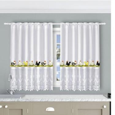 Imagem de Cortina de Cozinha Estampada 150x260 cm Branca Vitória - Beija Flor