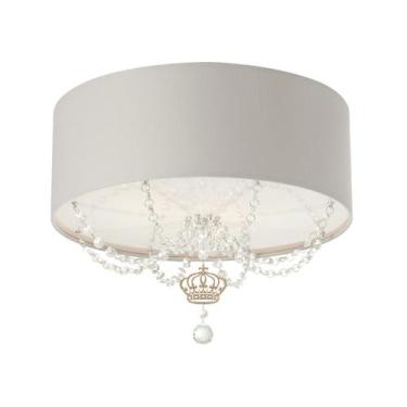 Imagem de Luminária Plafon Infantil Coroa Cúpula Cinza 40X15 2E27 - Tom Luz