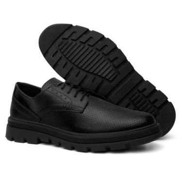 Imagem de Sapatênis Casual Masculino Cadarço Detalhes Furados Sola Tratorada Sup