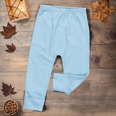 Imagem de Calça para Bebê Em Suedine Com Pé Reversível Azul Sereno - Era Uma Vez