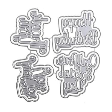 Imagem de Trdxxx Just for You, Happy Birthday, Thank You, on Your Special Day 4 Sets Words Metal Cutting Dies for Scrapbooking, faça você mesmo, álbum de fotos, cartas, estênceis decorativos, letras, cortes de