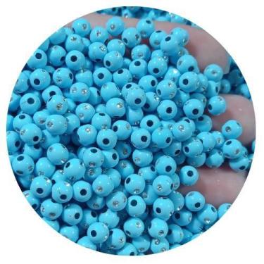 Imagem de 200 pçs miçanga azul c/ strás 5mm abs ideal para bijuterias colares e 