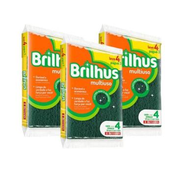Imagem de 12 Esponjas Multiuso Leve Lava Louça Pratico Mais Limpo - Brilhus
