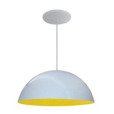 Imagem de Luminária Pendente Meia Lua 34cm Com Interior Amarelo Com Fiação 110/2