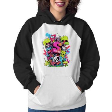 Imagem de Moletom Feminino Street Style - Foca na Moda, Branco, Preto, P