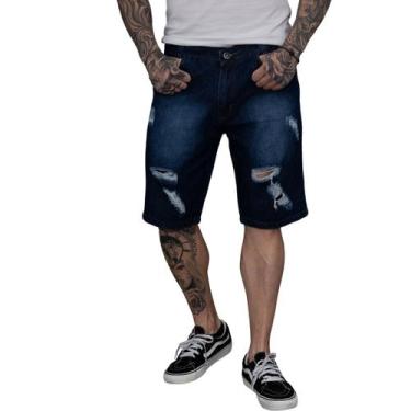 Imagem de Bermuda Jeans Masculina Rasgada Destroyed Confortável Casual - Estilo 