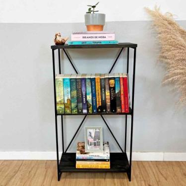 Imagem de Aparador Industrial Slim de Ferro e Madeira Tabaco e Preto - ArtFactor