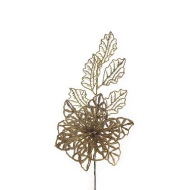 Imagem de Haste Flor De Natal Decor Dourado 30Cm - BELA FLOR