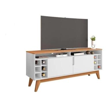 Imagem de Rack para tv até 55 polegadas wine 1,35 branco/noce - Village Móveis
