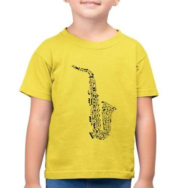 Imagem de Camiseta Algodão Infantil Saxofone Notas Musicais - Foca na Moda, Amar