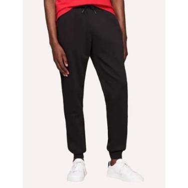Imagem de Calça Tommy Hilfiger Masculina Moletom Regular Flag Logo Preta-Masculino