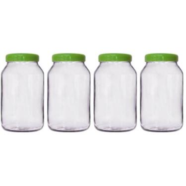 Imagem de 4 potes de vidro 3 litros tampa de plástico - GGABC, Verde