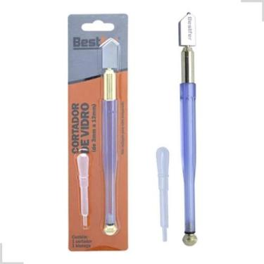 Imagem de Cortador Vidro Espelho Profissional Caneta Riscador Diamante Cortar Co