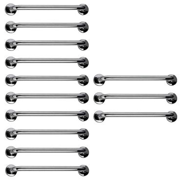 Imagem de Barra de Apoio 60cm Aço Inox Kit 13 Unidades Acessibilidade Idoso Gestante Criança Suporte Resistente Evita Acidente Segurança Corrimao Escada